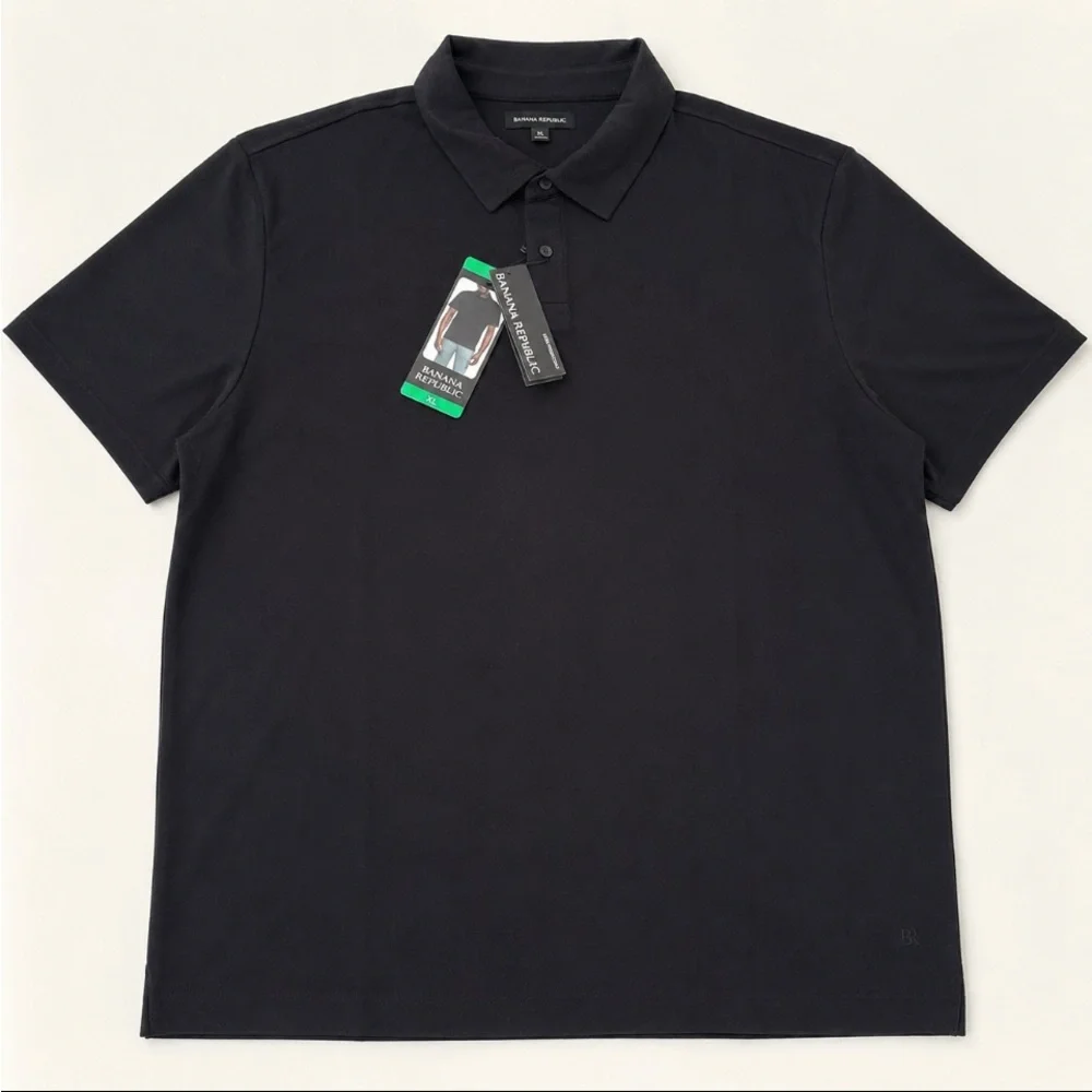 Banana Republic Black Short-Sleeve Polo